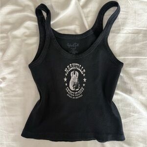 John Galt Brandy Melville Nashville Graphic Black Tank Top